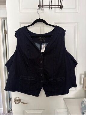torrid Black Button-Front studio denim tailored Women's Vest